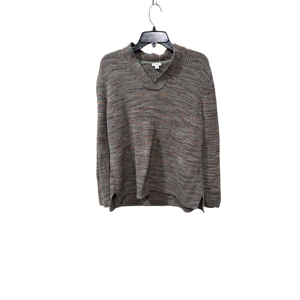 J.Jill Multicolor Knit V-Neck Sweater Long Sleeve Womens Size L